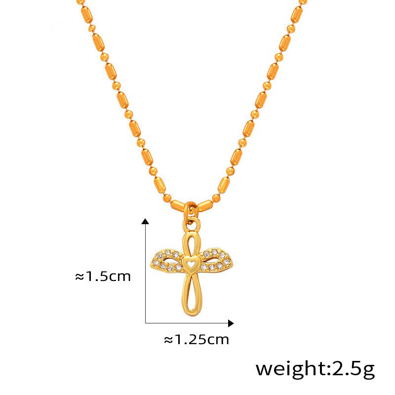 18K gold noble personality wings/hollow heart/arrow through the heart/umbrella/moon design light luxury style necklace Wing 08869291-6d9b-4ee6-8659-a1f8708ee25a Artshiney