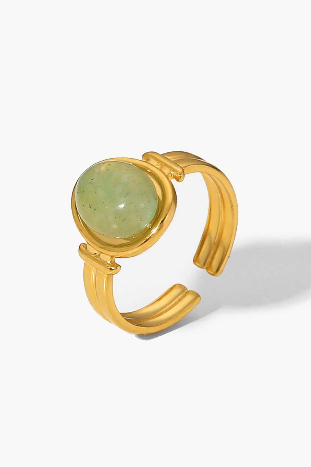 18K Gold Plated Open Ring Green One Size 0f27f62720e6472a8fc18a35327e8681-Max Trendsi
