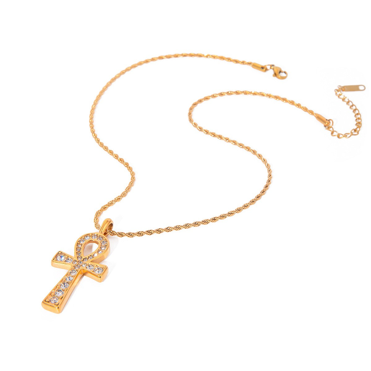 18K Gold Fashion Simple Cross Shape Diamond Design Pendant Necklace Only 19989a27-1741-4335-863d-a3afbf678215 Glownestbest