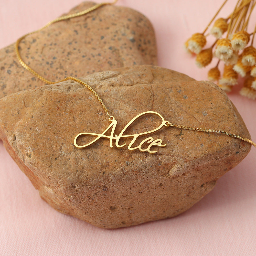 S925 personalized custom letter name pendant necklace 219fe6cb-b67b-4ed9-8d7a-2b4066438dd6 Artshiney