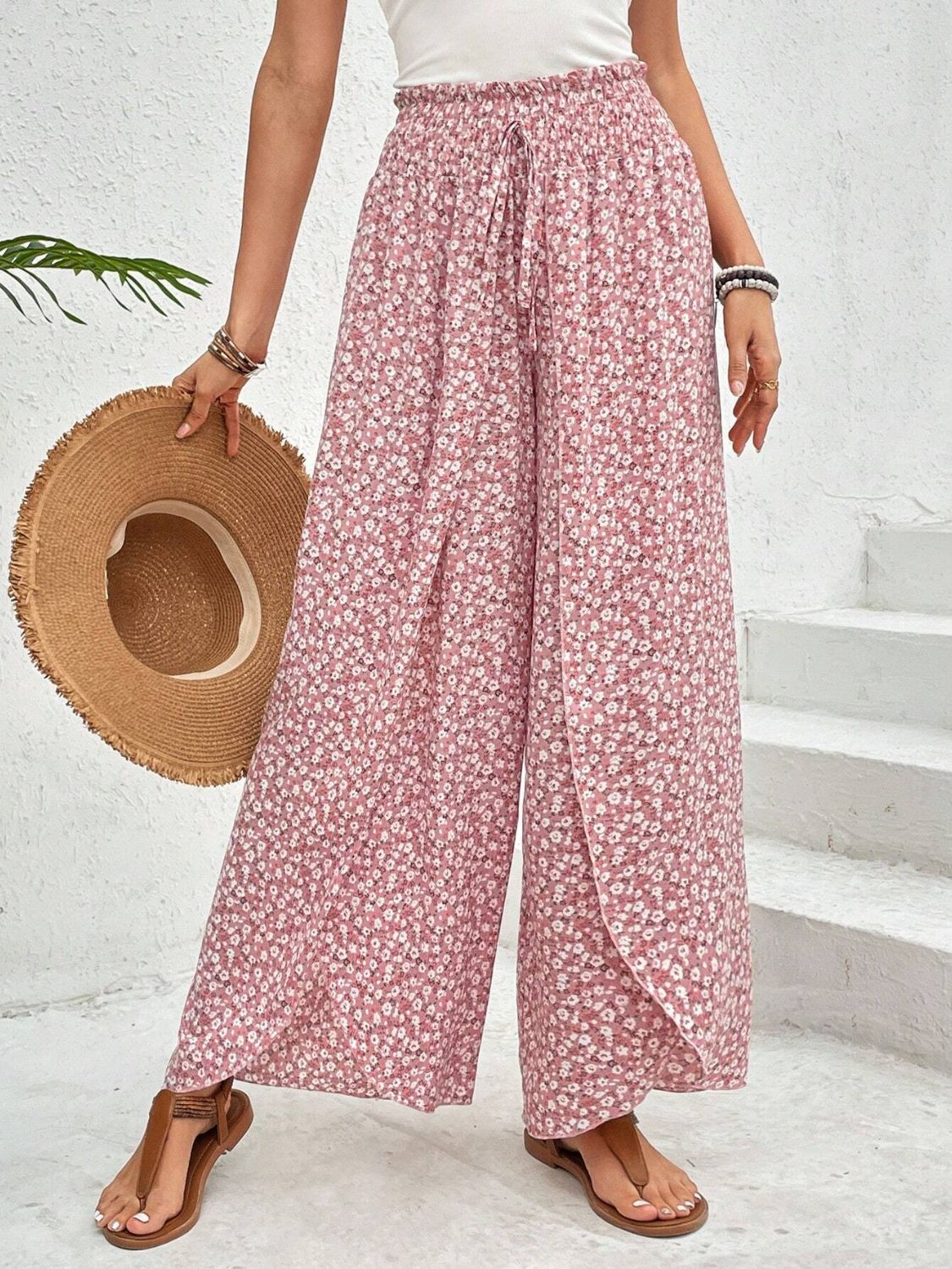 Tied Printed Wide Leg Pants Blush Pink 21db8478-00b4-4bd6-b2bf-70ff5bb756b5-Max Trendsi