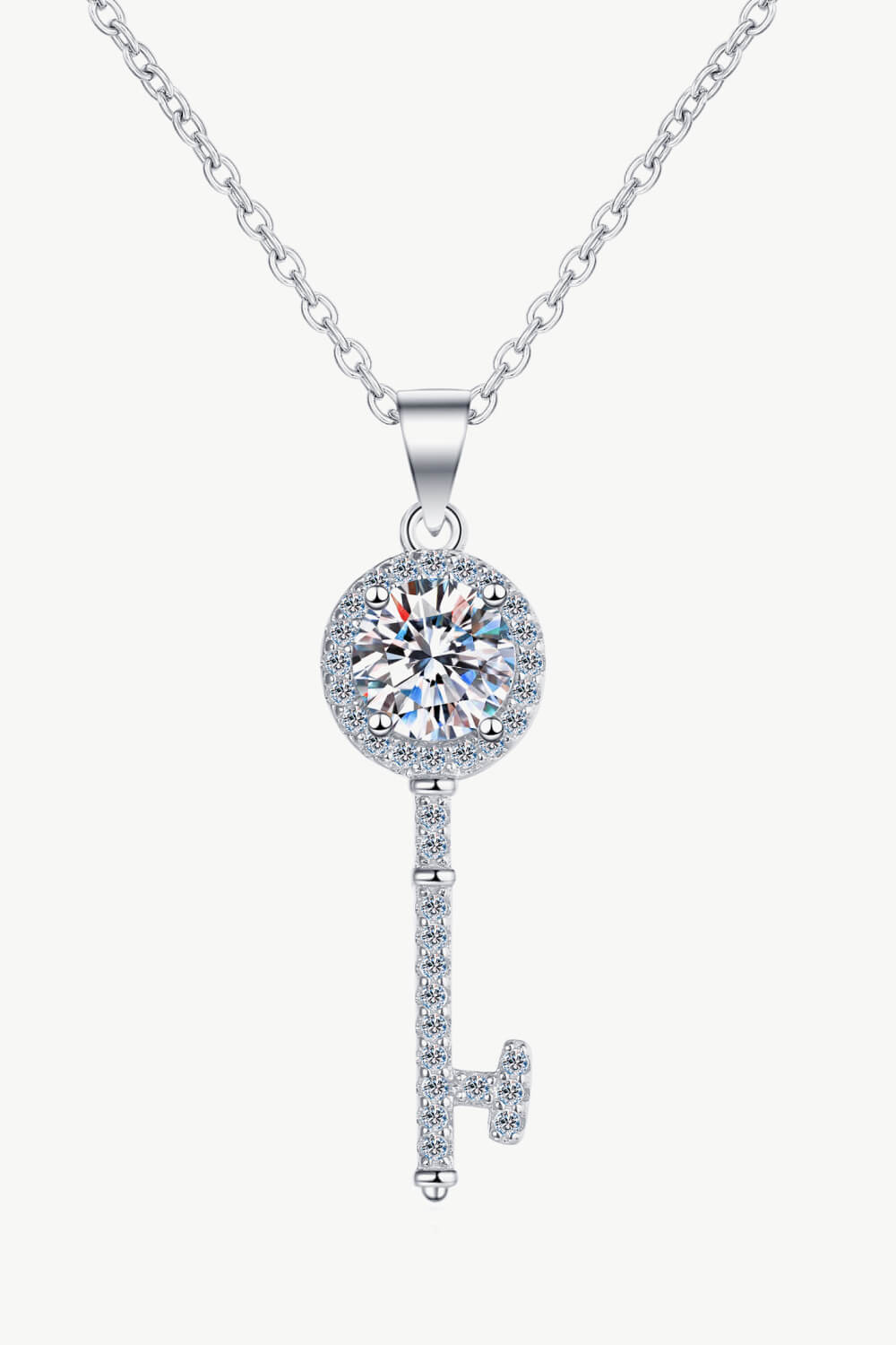 Adored Moissanite Key Pendant Necklace Silver One Size 28cc926cd65f427e956cc402a5771114-Max Trendsi