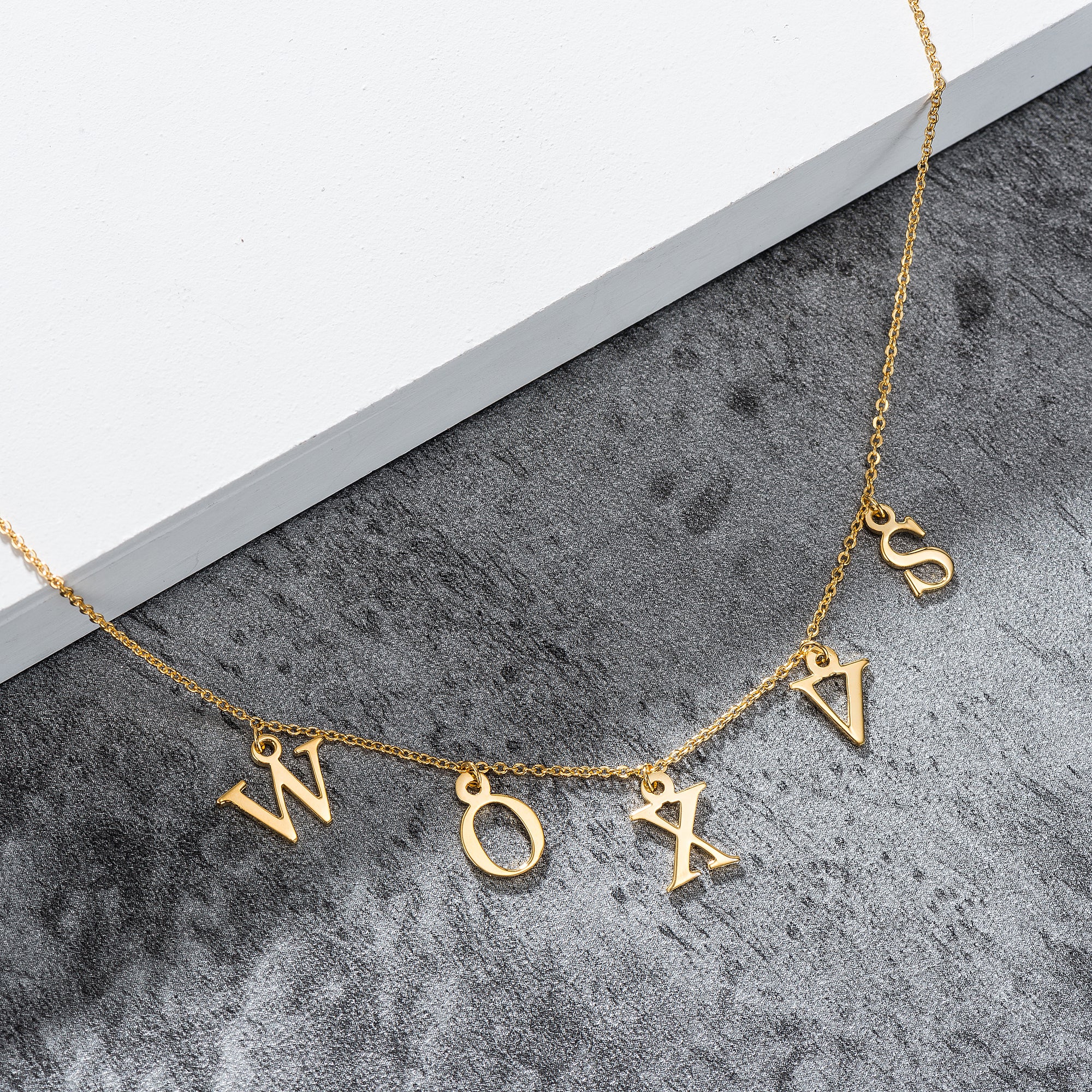 Handmade Multiple Single Letter Customizable Necklace Gold 375ba058-bf65-4ef4-ac85-eab13f76b530 Artshiney