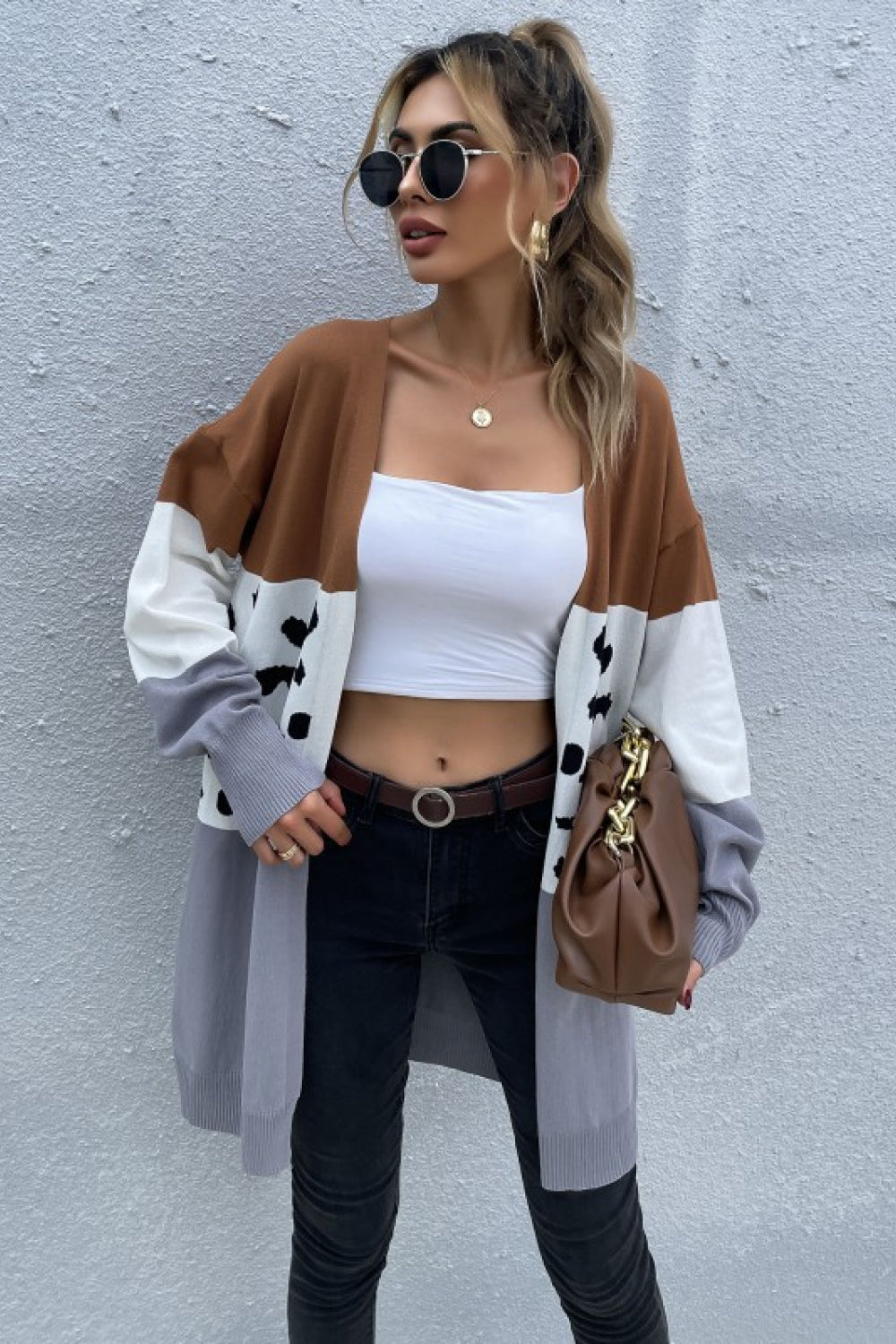 Perfee Leopard Color Block Cardigan Brown 3cd33bba857e420fbceef68ffca9fa9a-Max Glownestbest