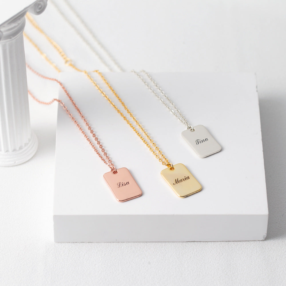 Classic Simple Square Card Customizable Name Design Versatile Necklace 4575d584-627c-48cd-8f21-70627c10e630 Artshiney