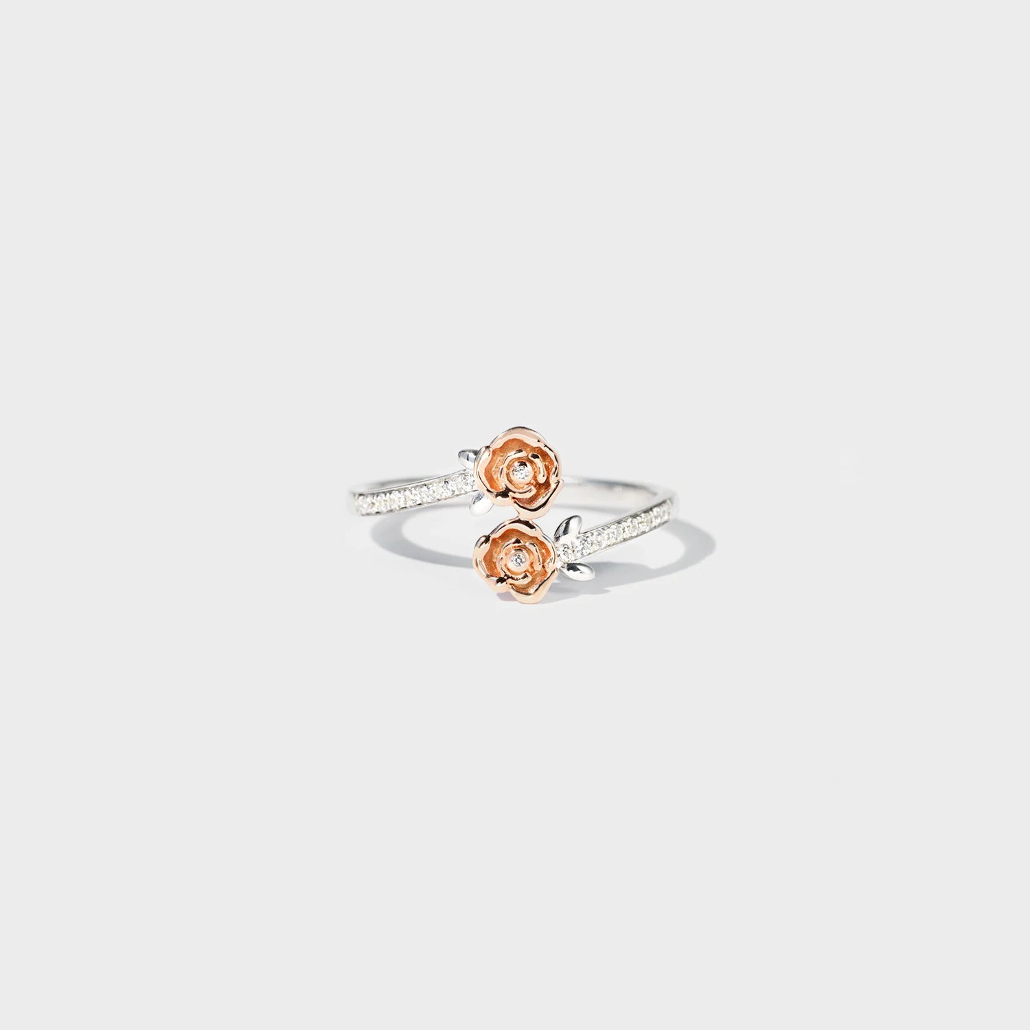 Rose Shape Inlaid Zircon Bypass Ring Silver 4eef4edc-b9ff-463d-90ad-a3168b0c55de-Max Trendsi