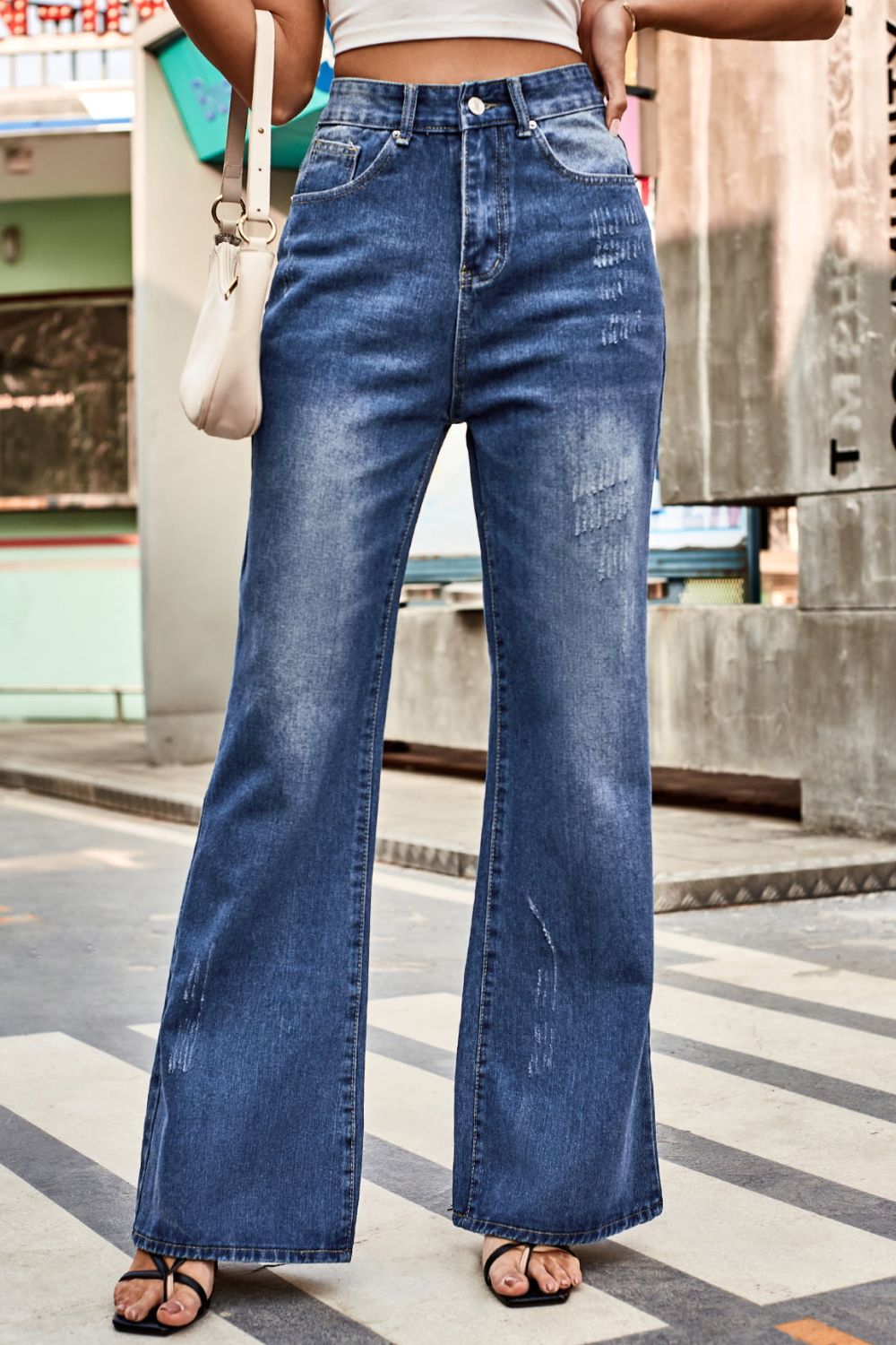 Buttoned Loose Fit Jeans with Pockets Medium 535998a654174701a50ee97be6b5c558-Max Trendsi