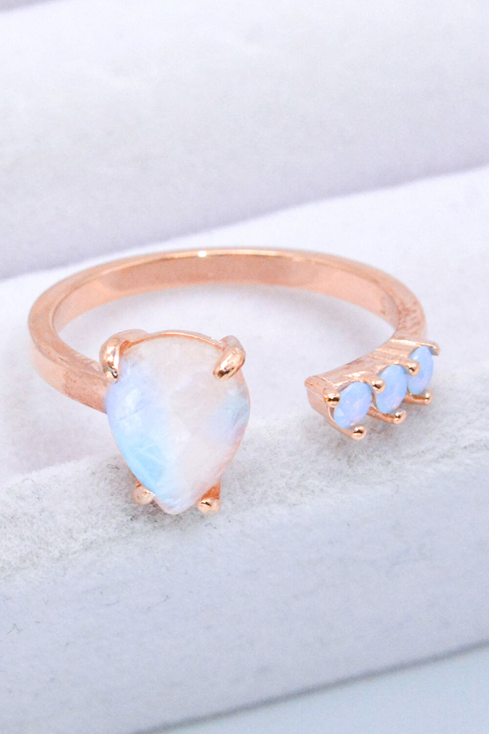 18K Rose Gold-Plated Moonstone Open Ring Rose Gold One Size 6313950825f74aa7a44a112c0d14bf1a-Max Trendsi