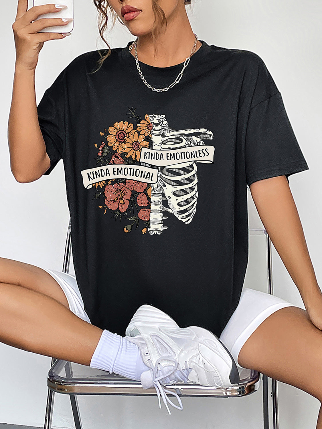 Glownestbest ® | Round Neck Short Sleeve Graphic T-Shirt Black 63b067cf718d434582f9fba76946bf11-Max Glownestbest