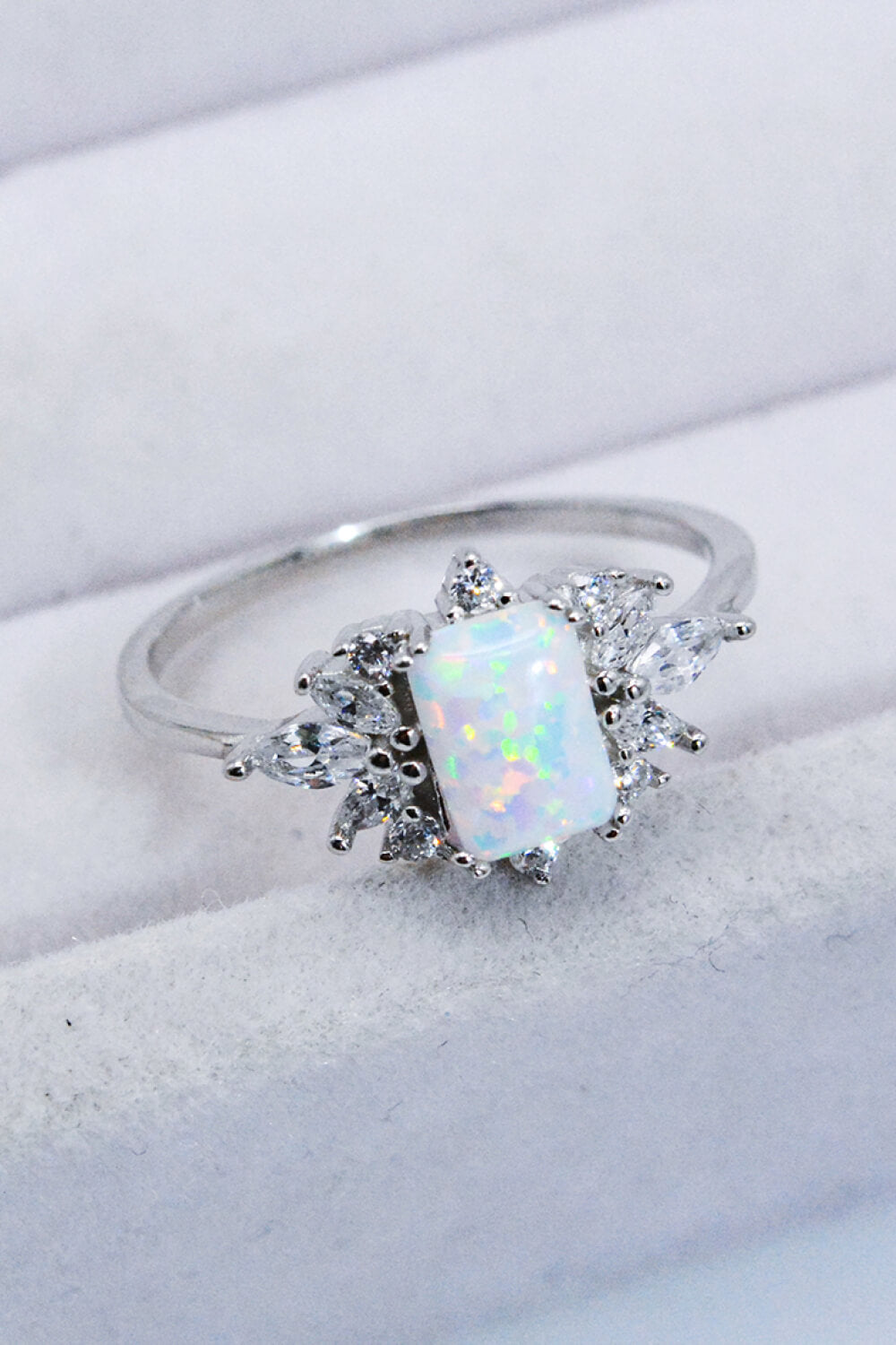 925 Sterling Silver Zircon and Opal Ring Opal 758cb2bc6b0c421a8a411f1d079505c3-Max Trendsi