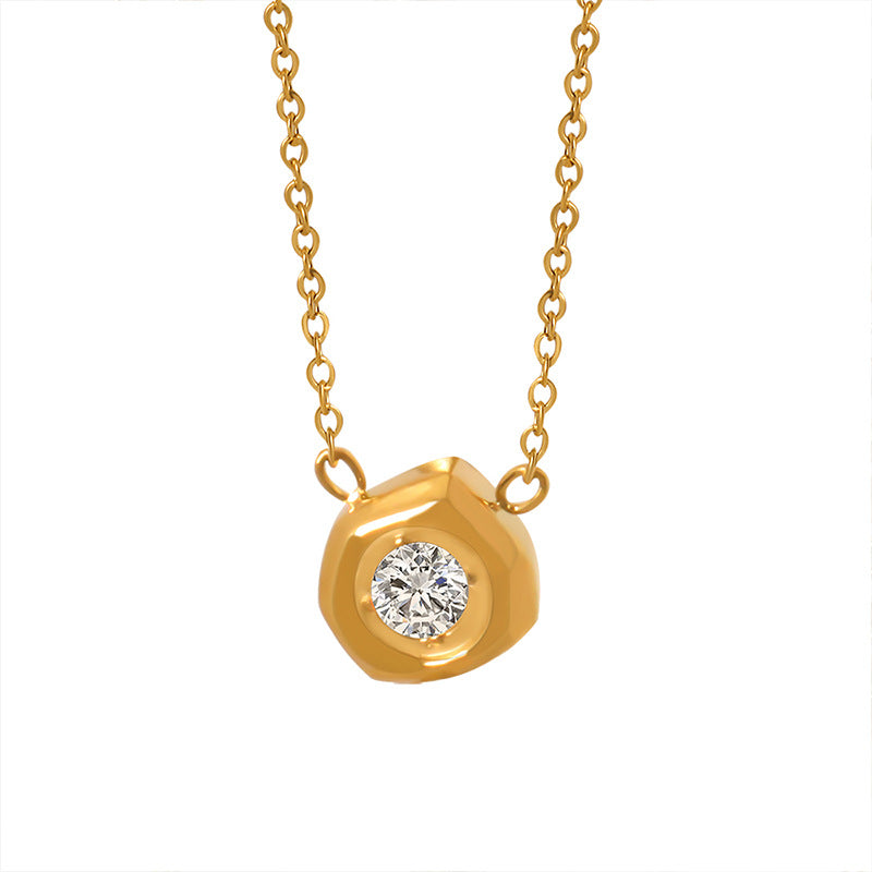 18K Gold Simple Atmosphere Irregular Rhombus Inlaid Zircon Design Versatile Necklace Only 81fa4ad6-1478-442f-bbfb-9233e8897b0c Artshiney