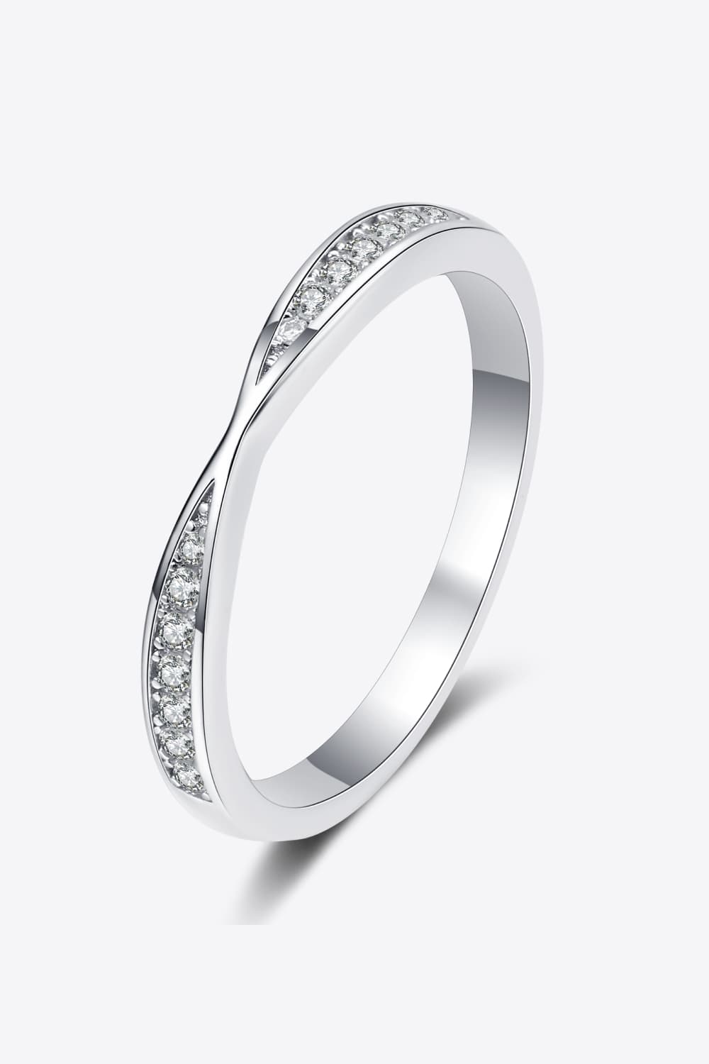 Moissanite Rhodium-Plated Ring Silver 87927559059341ed8c16299466abf088-Max Trendsi