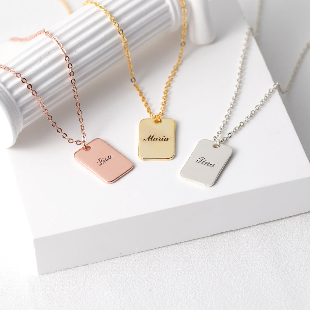 Classic Simple Square Card Customizable Name Design Versatile Necklace b1c0c2a6-ffc1-4b99-8312-7698ecc3d6b6 Artshiney