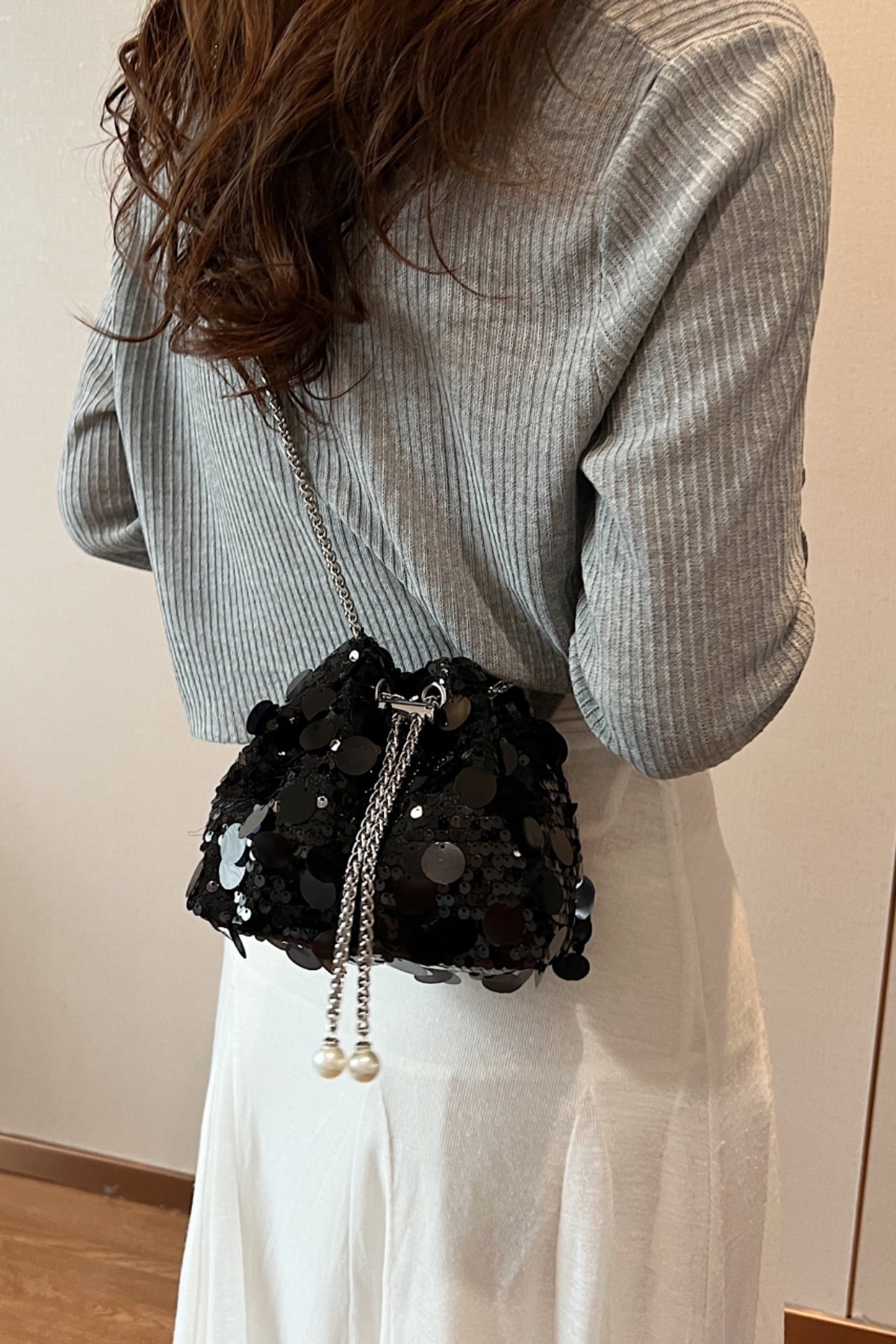 Drawstring Sequin Crossbody Bag Black One Size b851afb3-5fc6-4e8d-b2c3-1c5e6922ec82-Max Trendsi