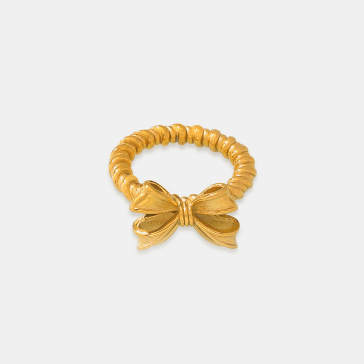 Twisted Titanium Steel Bow Ring Gold ba820f88-88f3-46ab-b9c9-850d07134521-Max Trendsi