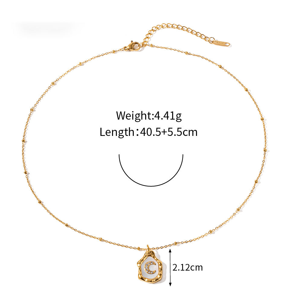 18k Gold Exquisite and Fashionable Irregular Bezel with Moon Inlaid Zircon Design Pendant Necklace White be26da9f-b603-4ef3-9562-5851294cb8af Artshiney