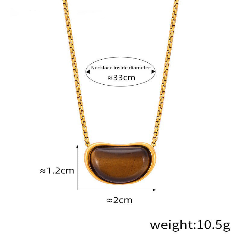 18K gold exquisite and noble geometric inlaid gemstone design simple style pendant necklace Brown Gold c2c04a4b-7d76-4387-aa48-9e69e78e8328 Glownestbest