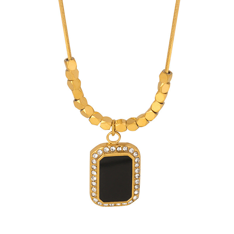 18K gold fashionable simple irregular baguette gem-set diamond and geometric square design versatile necklace Only cf823913-b699-46e2-ae77-bff2e37e26d1 Artshiney