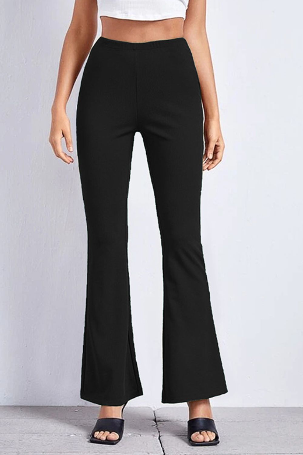 High Rise Flare Pants Black d417ebe55cac454e801c32970f4824c3-Max Trendsi