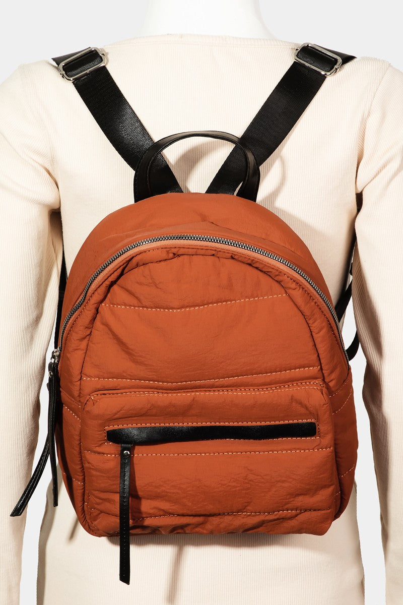 Fame Adjustable Strap Nylon Backpack Bag Rust One Size e3adbedb-49b9-4e97-bc4e-5335bd459c6f-Max Trendsi