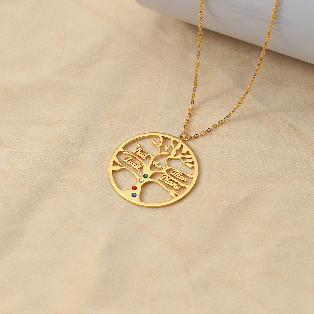 Trendy Fashion Hollow Round Matching Tree of Life Customizable Name Design Versatile Necklace e3f33d8f-5369-42e0-acbb-d64607db35b9 Artshiney