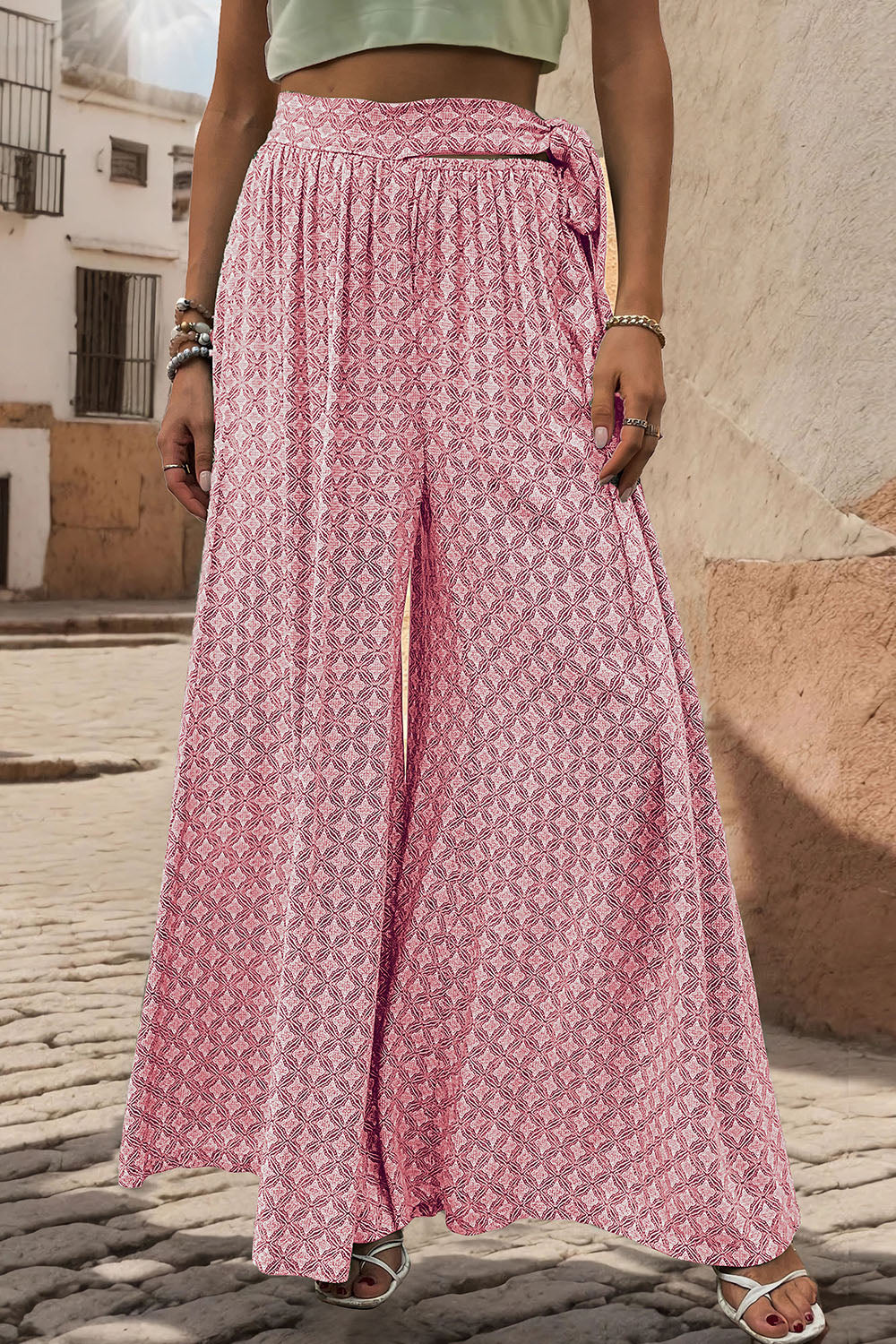 Perfee Printed Tied Wide Leg Pants Pink e557aa14-c7ed-4d50-a5a5-204e3f4a5965-Max Trendsi