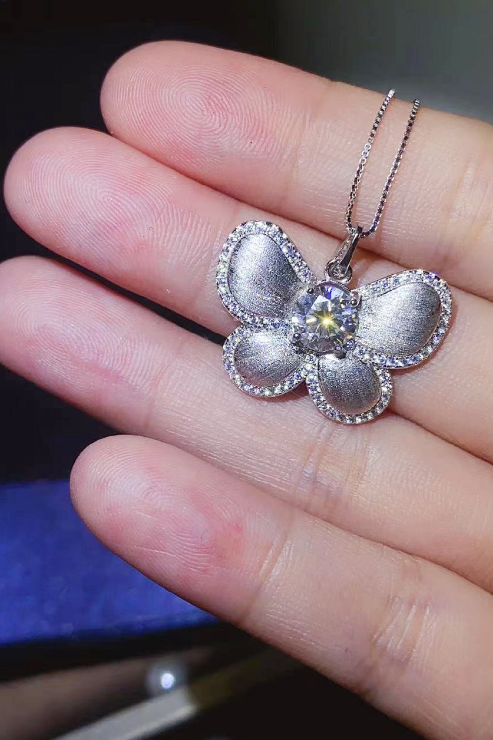 1 Carat Moissanite Butterfly Pendant Necklace Silver One Size e6f6295f99f04433be164a7e3ff49085-Max Trendsi
