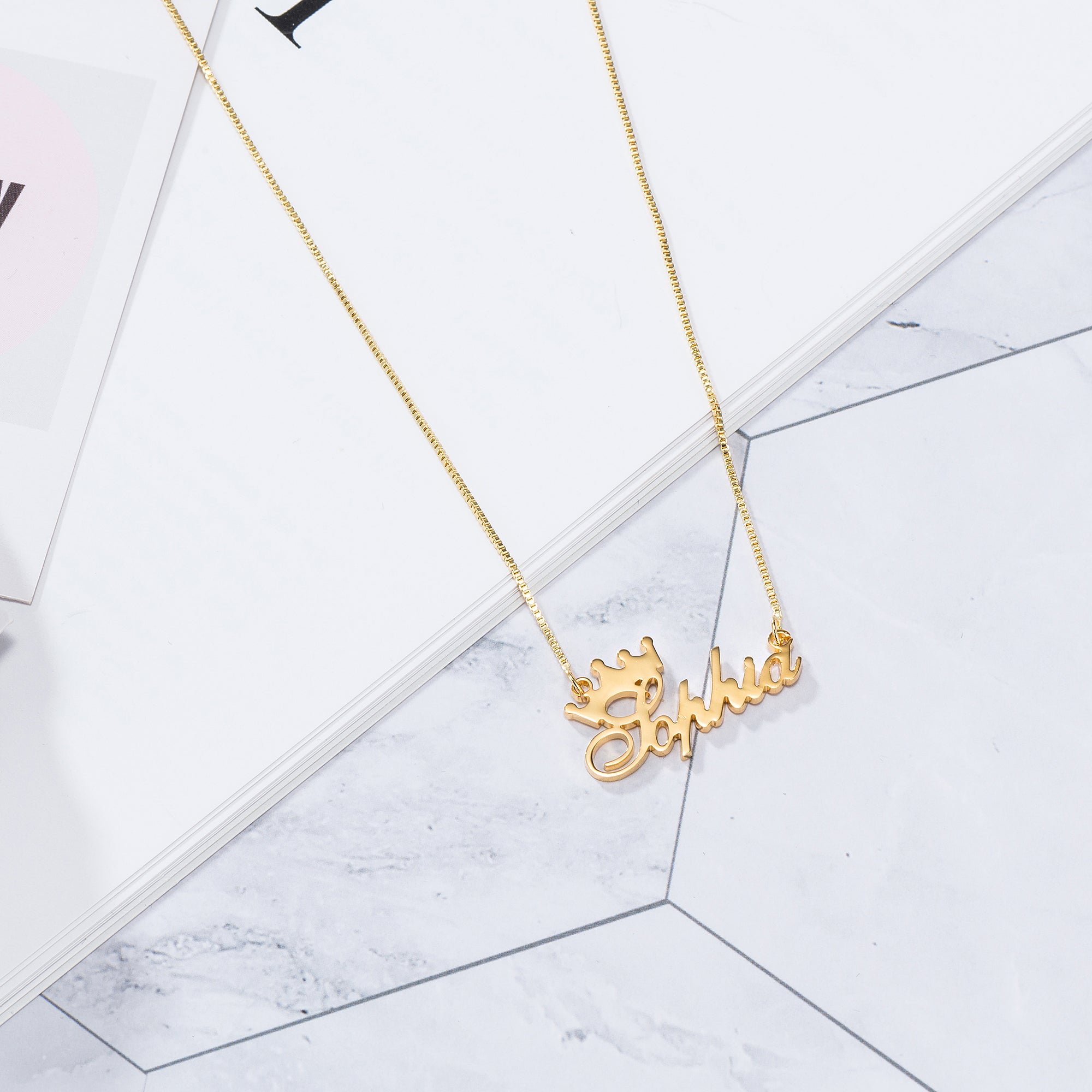 Exquisite Crown Custom Name Necklace Gold fa6db60e-a555-4e3f-92c1-6e8410293969 Artshiney