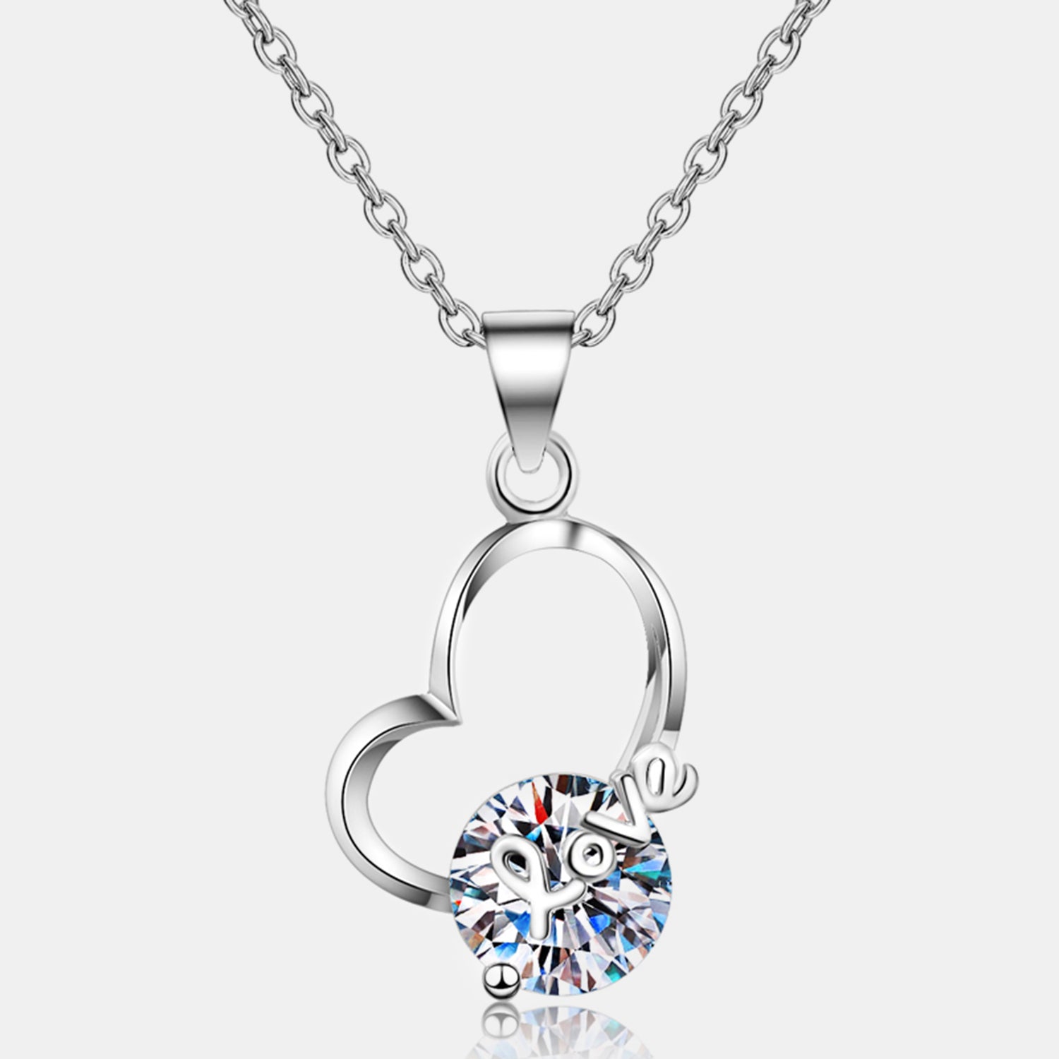 2 Carat Moissanite Heart 925 Sterling Silver Necklace Silver One Size 004aee47-ec54-4e13-b639-f03e34c09e64-Max Trendsi