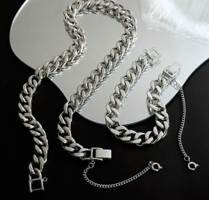 18K Gold Thick Chain Hip Hop Tassel Necklace Bracelet Set 005c38e3-1c41-4003-a181-7e32c5273415 Artshiney
