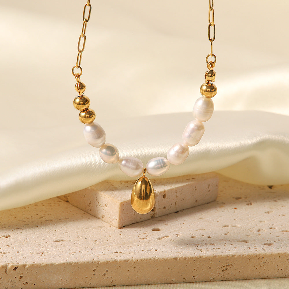 18K Golden Baroque Freshwater Pearl French elegant necklace 005c4ece-6e2e-46c0-ab60-45eeb8abe72b Glownestbest