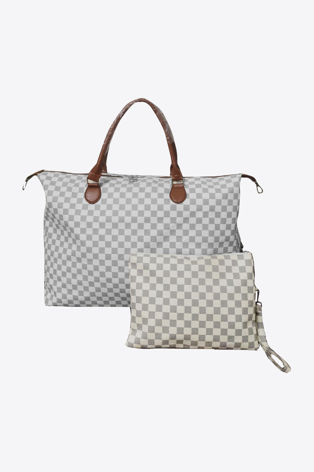 Checkered Two-Piece Bag Set Ivory One Size 005fbf55-34eb-45d3-b728-17704a87fc9c-Max Trendsi