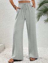 Wide Leg Drawstring Pants Light Gray 008cb00a-afbc-4db4-ad19-737d3ecde73f-Max Trendsi