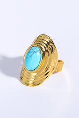 Natural Stone Copper Ring Light Blue One Size 00993b4a235b447381a7ecf3e30876c8-Max Trendsi