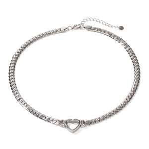 18K Gold Trendy Fashion Flat Snake Chain Hollow Heart Design Pendant Necklace 00c09fd5-5a6d-447e-a451-7f56830df7bf Artshiney