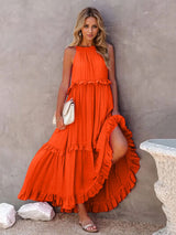 Ruffled Sleeveless Tiered Maxi Dress with Pockets Orange-Red 00ef6b14-cbfd-42a5-b012-5d92820e6636-Min Glownestbest