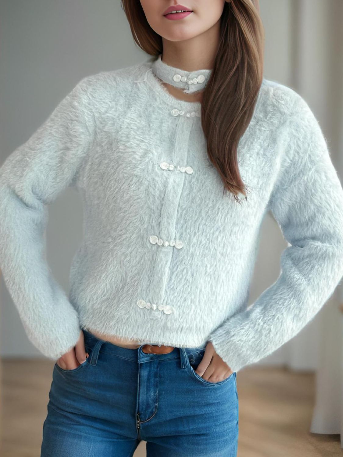 Cutout Knot Button Long Sleeve Cardigan 00f763ca-c4c3-476b-b56f-46a0d2d873ce-Max Glownestbest