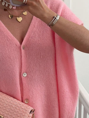 Glownestbest® | V-Neck Button Up Short Sleeve Cardigan 00fc4b77-cbc4-49c5-91ed-17ccfd90ef52-Max Glownestbest