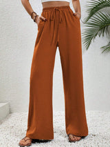Wide Leg Drawstring Pants Caramel 01220b82-0885-4024-94bf-7c0b17551e55-Max Trendsi
