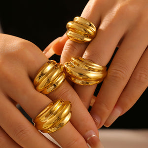 18K Gold-Plated Titanium Steel Open Ring Gold 0155394a-cd8c-4c27-875f-1e6445f44098-Max Trendsi
