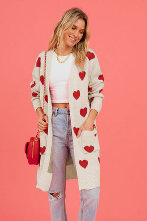 Heart Graphic Open Front Cardigan with Pockets 019f05912e9e4ce0a7cce4f0c5a63482-Max Glownestbest