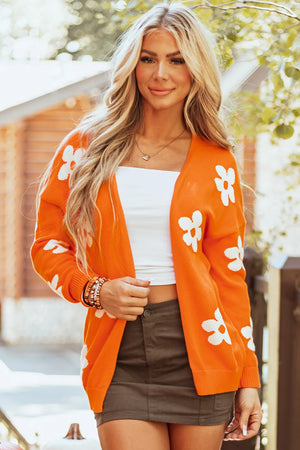 Flower Open Front Long Sleeve Cardigan 01a74ec2-9297-4152-a4fa-e5556dde332c-Max Glownestbest