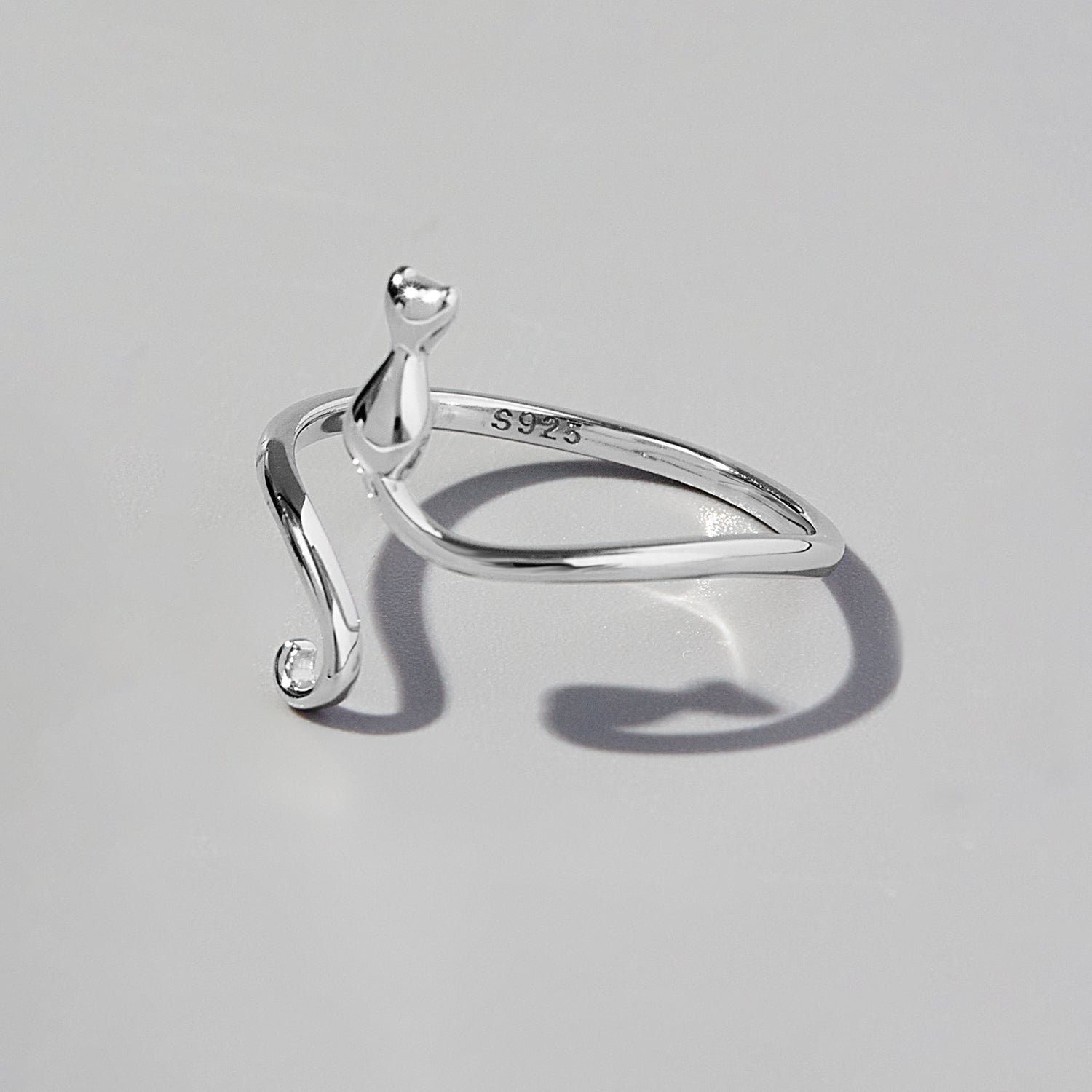 Cat Shape 925 Sterling Silver Ring Silver 01cf1d89-2456-425c-9019-539f56b7f61a-Max Trendsi