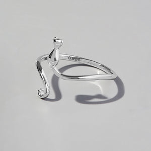 Cat Shape 925 Sterling Silver Ring Silver 01cf1d89-2456-425c-9019-539f56b7f61a-Max Trendsi