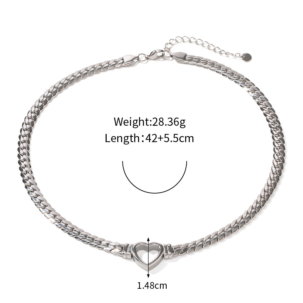 18K Gold Trendy Fashion Flat Snake Chain Hollow Heart Design Pendant Necklace Style B 01efab9a-452d-4489-a91a-ab9a1aaf051b Artshiney