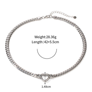 18K Gold Trendy Fashion Flat Snake Chain Hollow Heart Design Pendant Necklace Style B 01efab9a-452d-4489-a91a-ab9a1aaf051b Artshiney