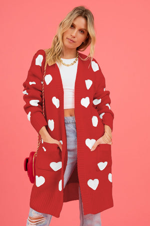 Heart Graphic Open Front Cardigan with Pockets 023902d2ff02445caa3775b192fad3ec-Max Glownestbest