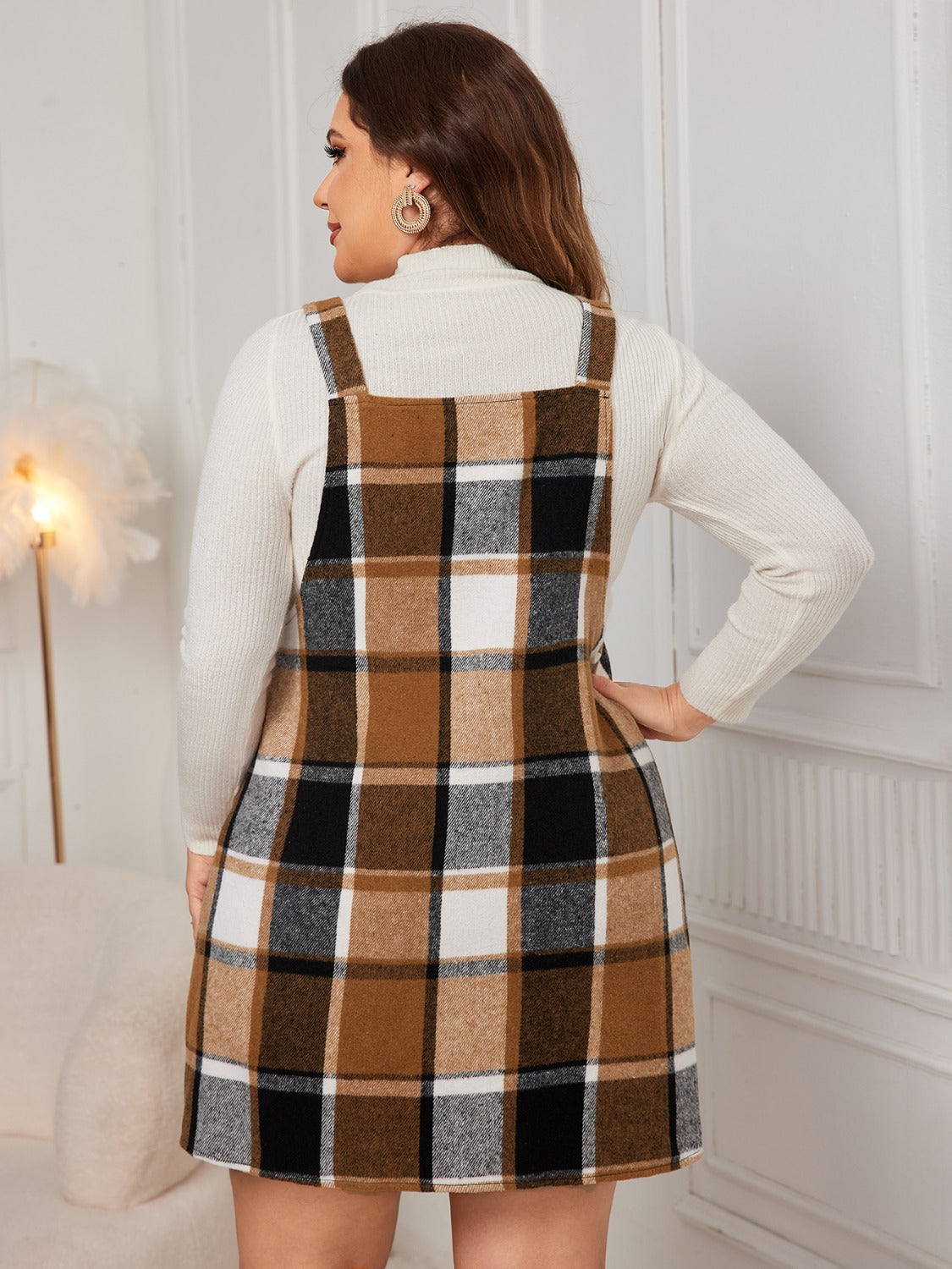 Honey Plus Size Plaid Wide Strap Overall Dress 025877d5-de86-42c4-b21b-2c5e16d2e44e-Max Glownestbest