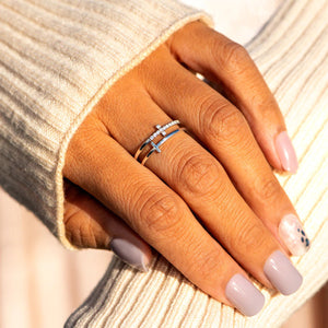 925 Sterling Silver Double Cross Ring 025e3d33-1911-4a7c-a3fd-52903fe27113-Max Trendsi