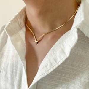 Fashion Simple V-Shaped Flat Snake Chain Necklace 02b73921-ab29-4cab-b604-28168610cde1 Artshiney